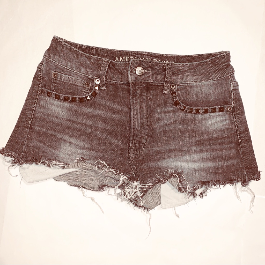 American Eagle Gray Hi-Rise Denim Shorts